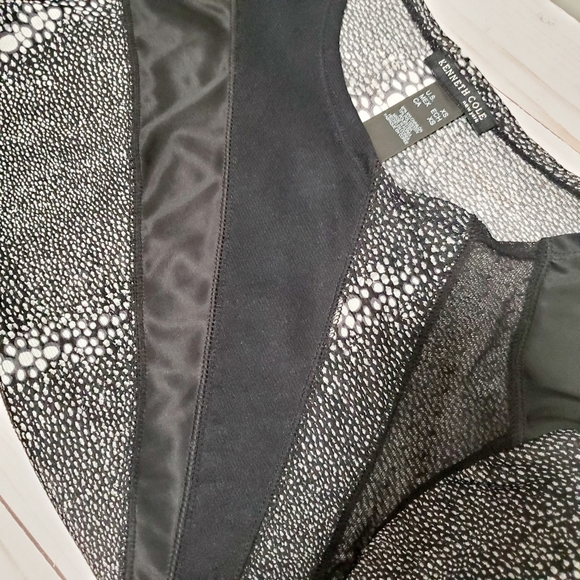 Kenneth Cole Sheer Mesh Black Patchwork Top - Picture 9 of 10